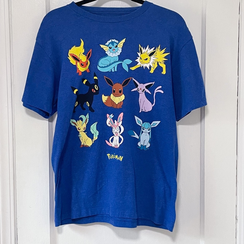 Pokémon Eevee Evolutions Short Sleeve Blue T Shirt Unisex Size Medium